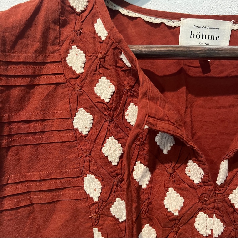 Bohme Ria Flutter Sleeve Boxy Layered Cotton Lightweight Blouse - Picture 5 of 10